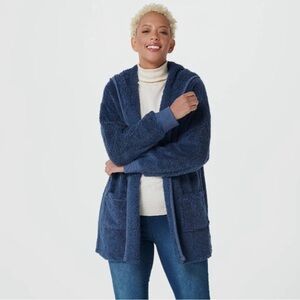 Women’s size 1X Koolaburra by UGG blue shaggy plus size cardigan with rib trim